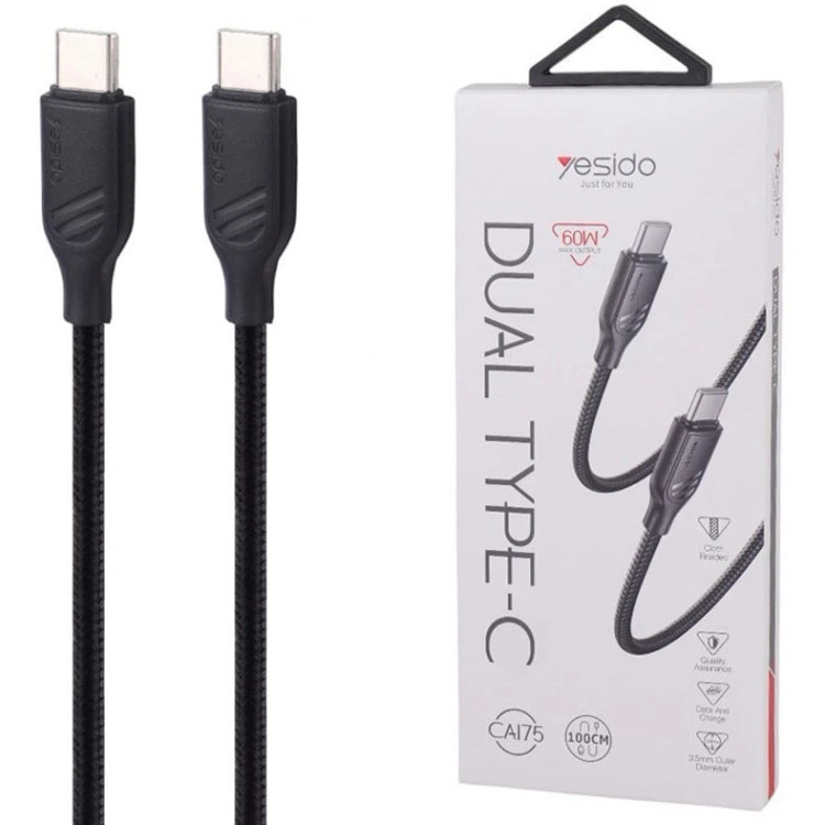 کابل USB-C یسیدو مدل CA175 DUAL TYYPE-C طول 1 متر